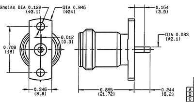 R161463000 - CONNECTEUR N EMBASE FEMELLE A PLATINE