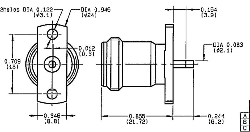 R161463000 - CONNECTEUR N EMBASE FEMELLE A PLATINE