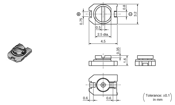 TZC03R100A110T00 - CAP TRIMMER 3-10PF 100V SMD