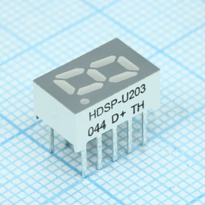 HDSP-U203 - Afficheur LED 7 segments, Rouge, 20 mA, 2 V, 5.39 mcd, 1, 8 mm