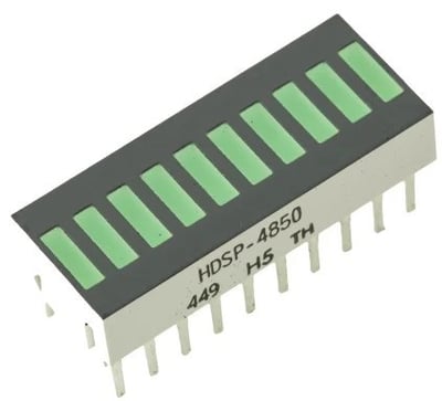 HDSP-4850 - BARRE DE LED VERT 10 LED, 25.4mm x 10.16mm